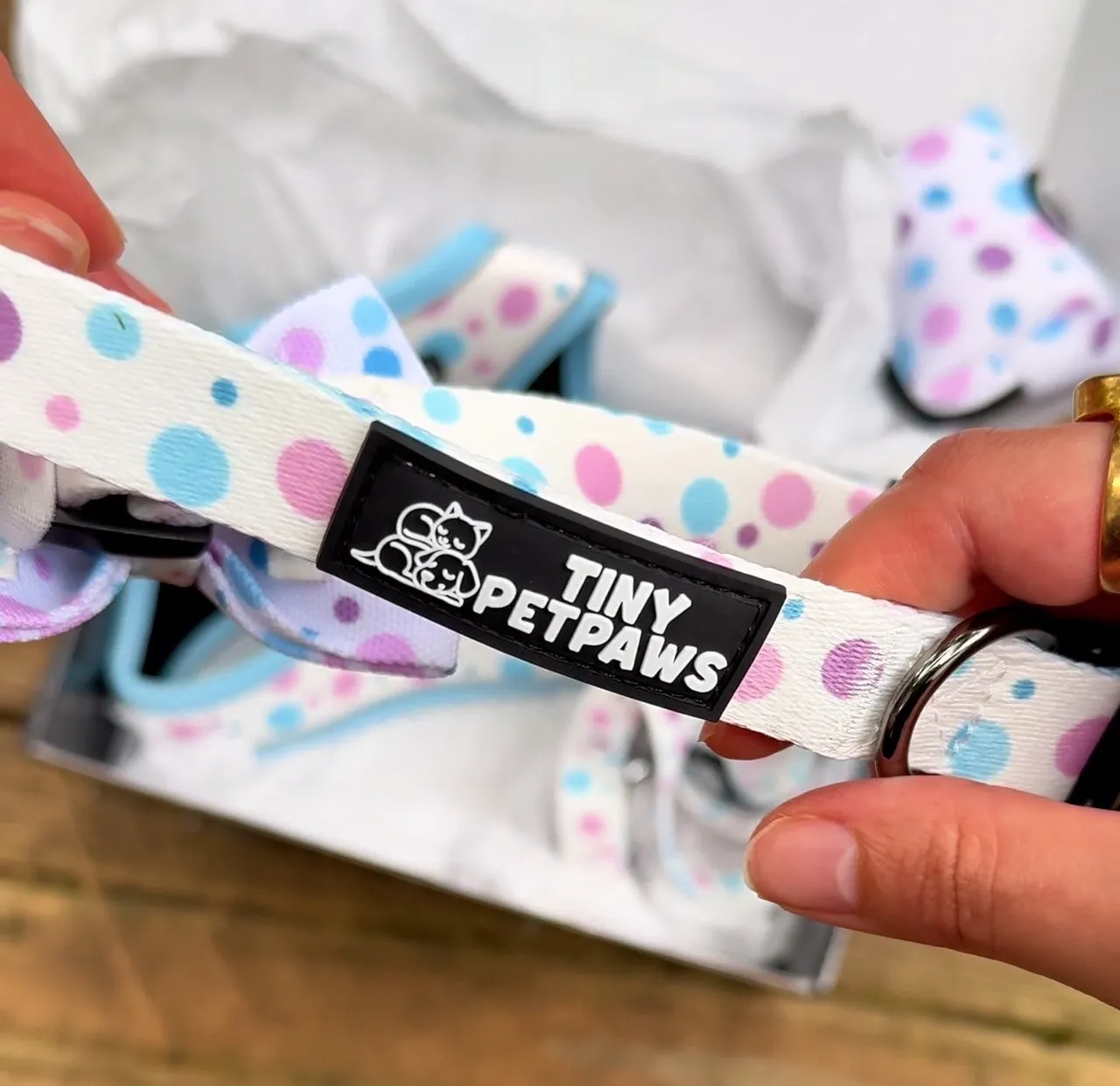 XL Sky Blue Harness Set  with Leash, Poop Bag, and bow tie