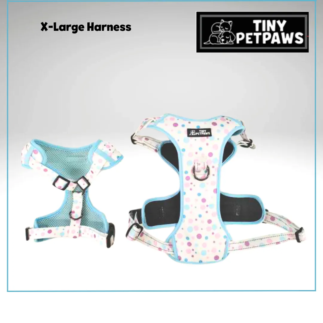 XL Sky Blue Harness Set  with Leash, Poop Bag, and bow tie